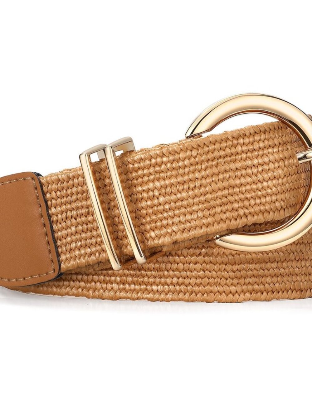 Women Straw Woven Summer Belt for Dress Ladies Stretchy Elastic Raffia Rattan